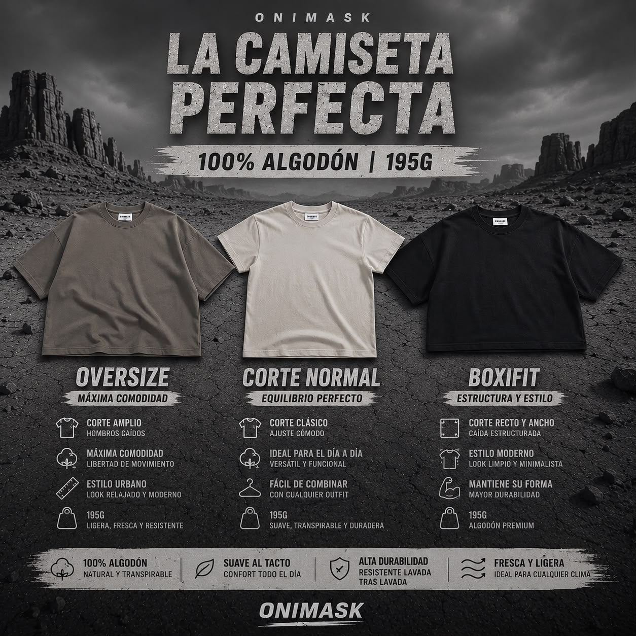 Camisetas ONIMASK — Cortes
